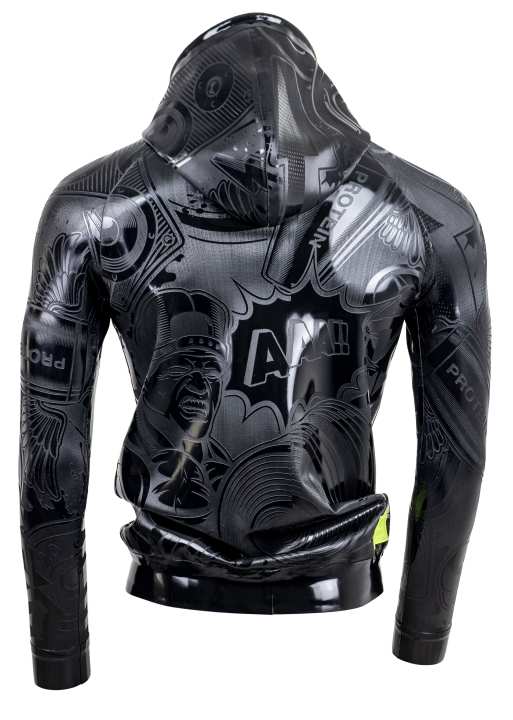 HOODIE NO PAIN NO GAIN „LOOSE FIT“ Latex Laser Edition schwarz lime green